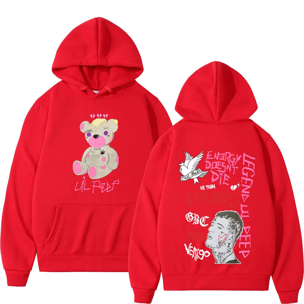Rapper Lil Peep CryBaby Hellboy Bear Hoodies Herren Damen Vintage Hip Hop Oversized Sweatshirts Herbst Winter Fleece Warme Pullover – Detail 5