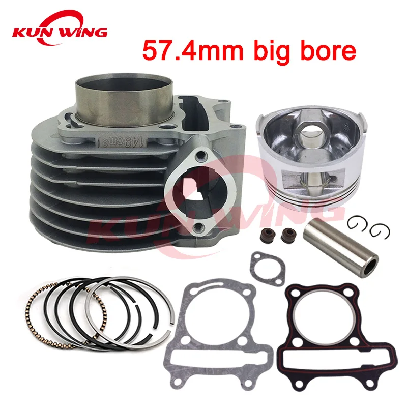 

57.4mm Bore Cylinder Piston Kit for GY6150 GY6 150 157QMJ 1P57QMJ GY6125 to 150cc 4-Stroke Scooter Moped ATV QUAD