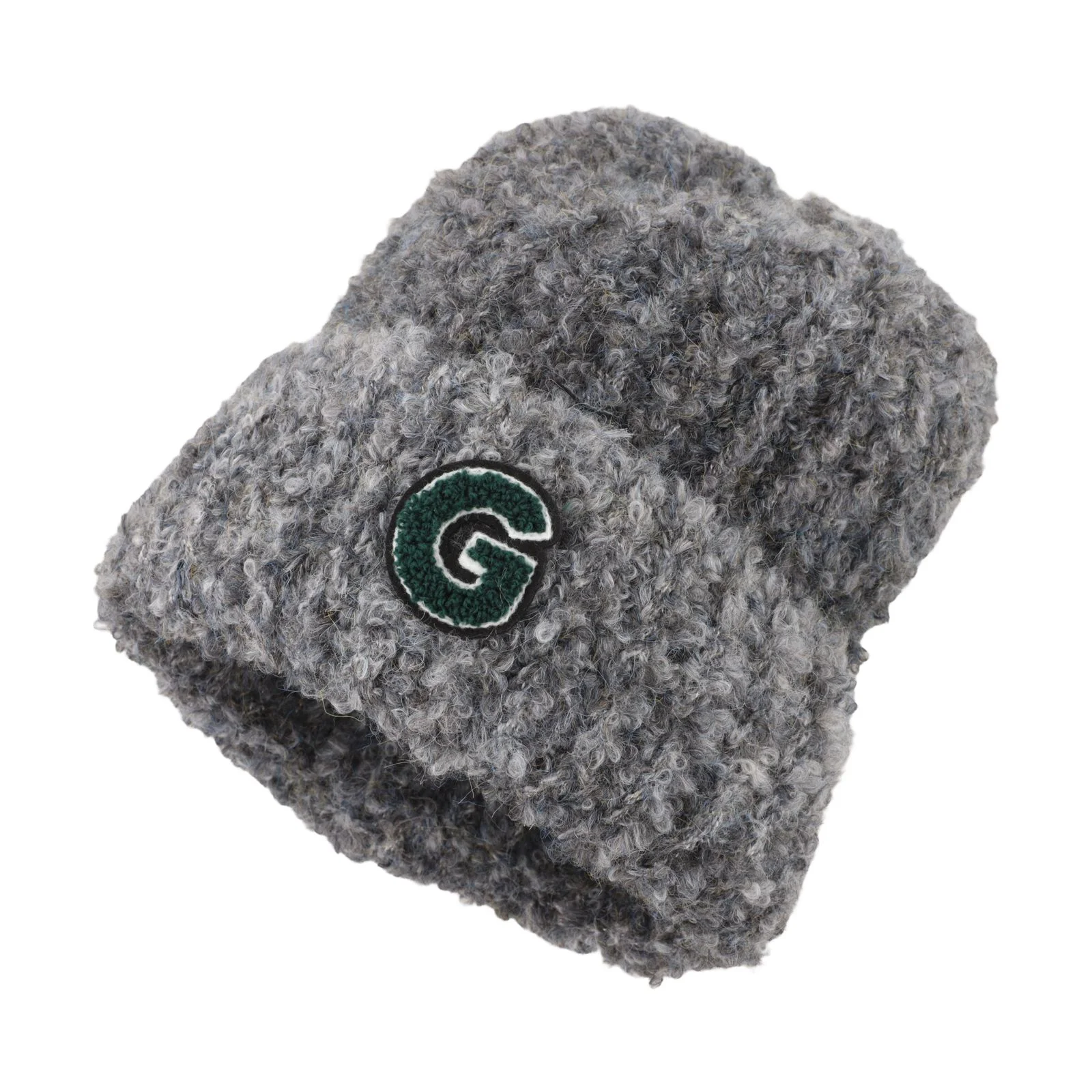 

Autumn and winter women's knitted wool blend hat with gradient colors thick soft edges with 3D letter felt logo decoration