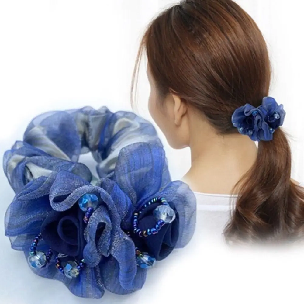 Pferdeschwanz Halter Kristall Perle Allgleiches Seide Garn Gummiband Weibliche Haar Zubehör Blume Haar Seil Koreanischen Stil Kopfbedeckungen