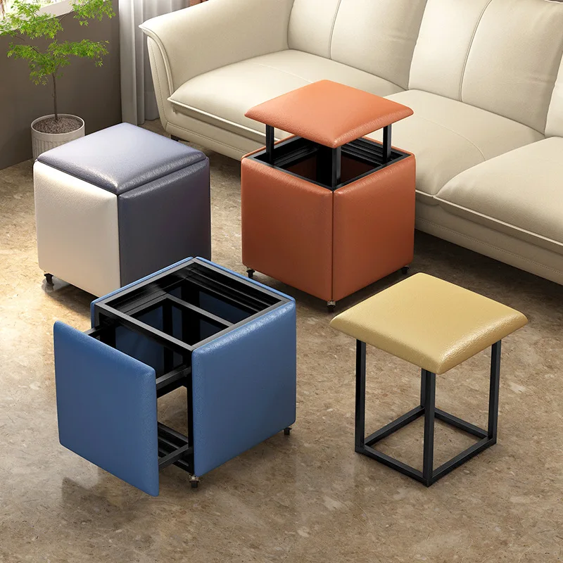 Universal Wheel Low Stool, Can be Stacked, Modern, Simple, Coffee Table, Living Room Storage, Rubik\'s Cube Combination