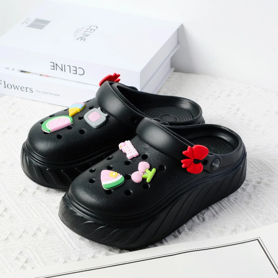 Fashion Cartoon Charms Clogs Shoes Outdoor Women Slippers Thick Sole High Quality Summer Sandals For Girls rendy Platform Clogs