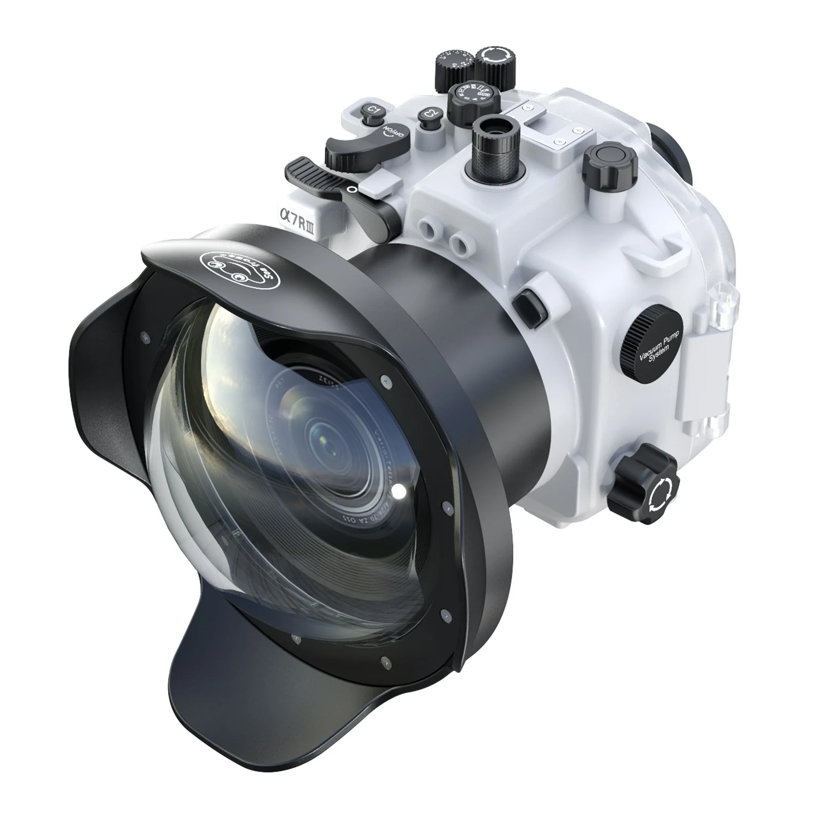 

Seafrogs For Sony A7RIII/A7III 16-35mm12-24mm24-70mm Lens White Underwater Housing Waterproof Camera Case With 6"Glass Dome Port