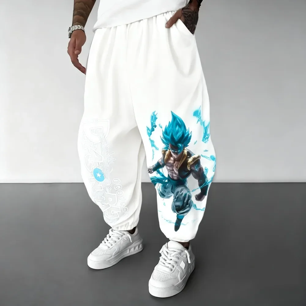 لعبة دراغون بول أنيمي Gogeta الأزرق المطبوعة السراويل الرياضية 2025 الخريف/الشتاء الرجال جديد فضفاض عادية الأمريكية Ins حجم كبير سراويل قطنية #3