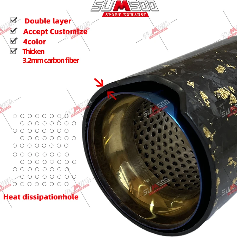 SUMSOO Foil gold Forged 1PCS fit for M2 F87 M3 F80 M4 F82 F83 exhaust modified Suitable cars carbon fiber tail Muffler pipe tips