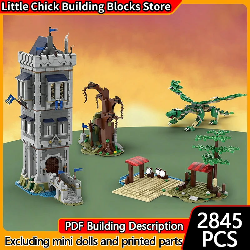 

Medieval Castle Model MOC Building Bricks Tower, Archery Field And Cave Modular Technology Children Holiday Gifts Assemble Toys