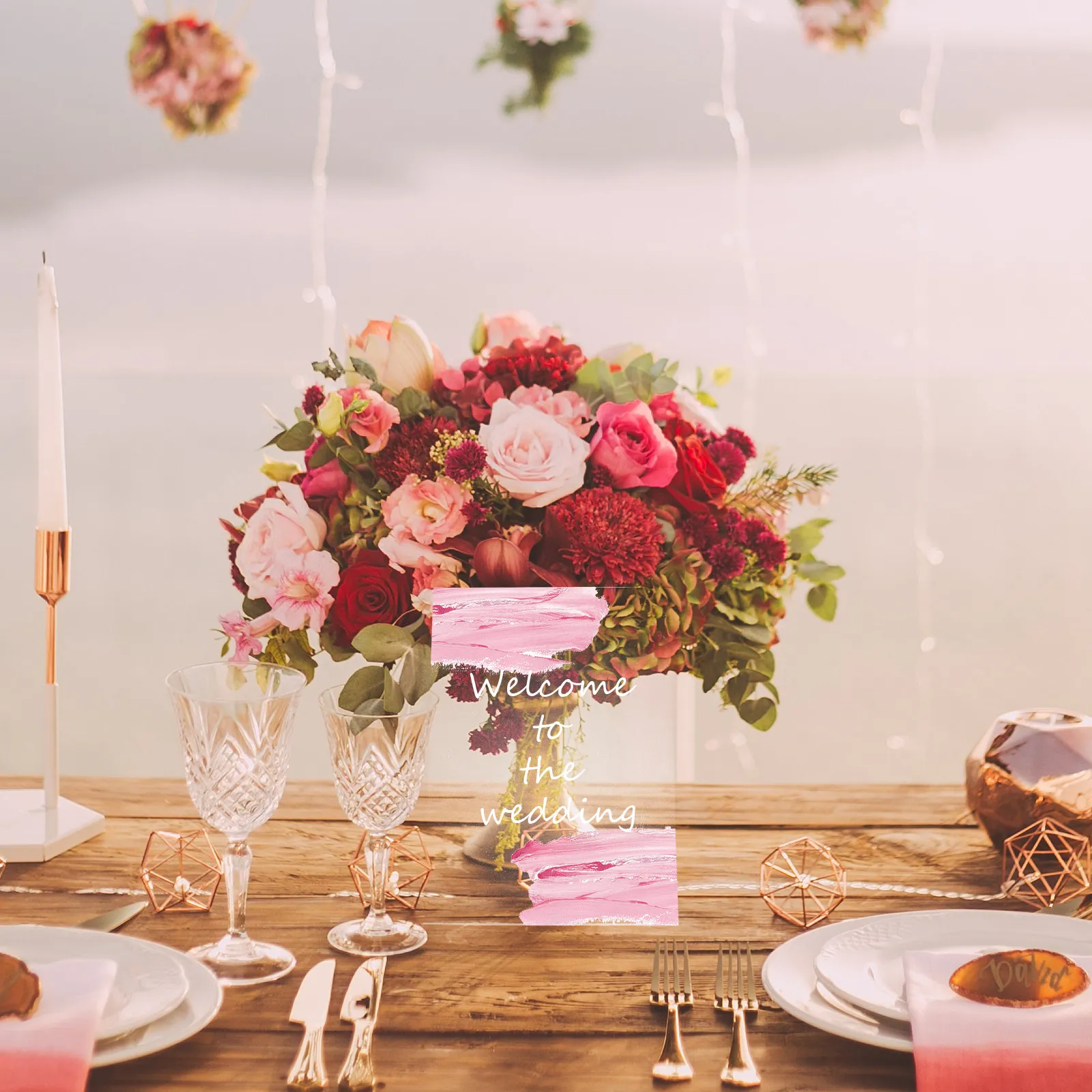 5-個のエレガントなアクリル空白看板結婚式の装飾-diy-絵画表面透明カラーミキシングプレートお祝い