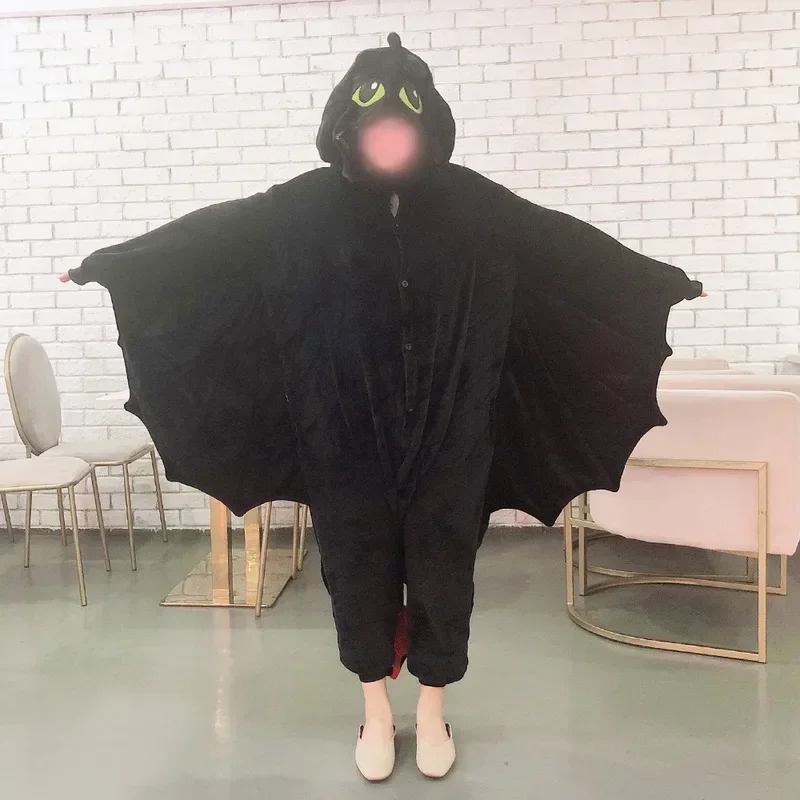 Kigurumi أنيمي النساء كيفية تدريب التنين الخاص بك بلا أسنان تأثيري بذلة منامة التنين الأطفال الحيوان كرنفال الملابس Cospla