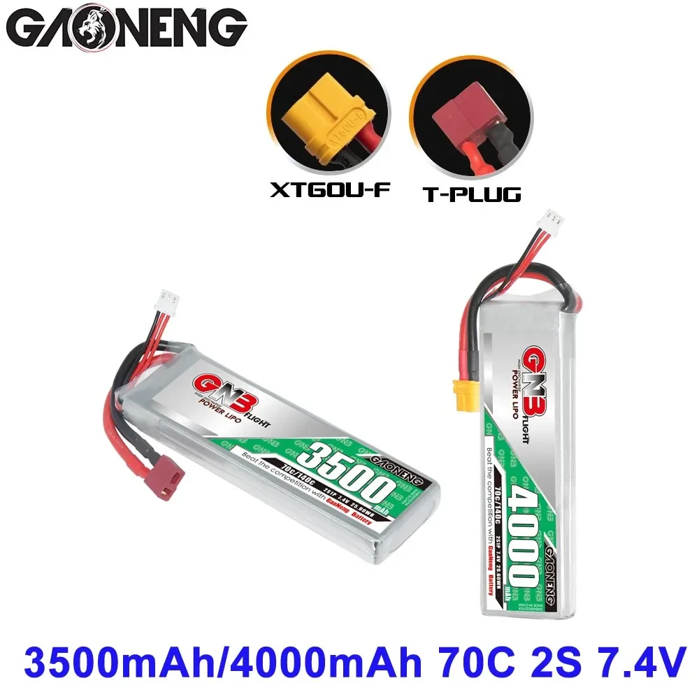 GAONENG GNB 3500mAh/4000mAh 2S 70C 7.4V XT60 Deans T Plug High Rate LiPo Battery For 1/10 and 1/8 scale RC Car Boat Priority