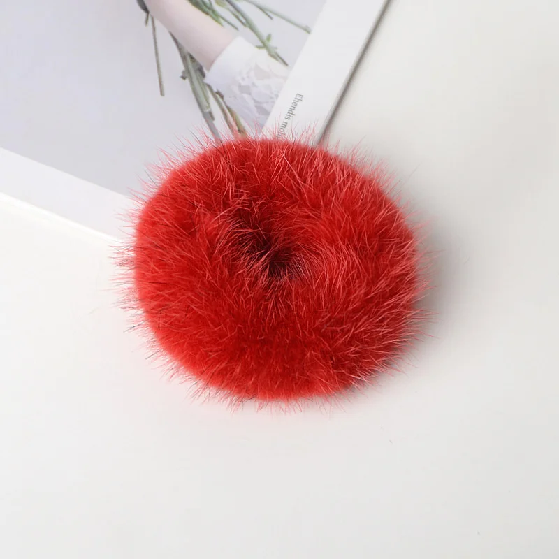 Real Mink Fur Scrunchies Hair Accessories For Girls Korean Fashion Wholesale Items For Boutique Rubber Bands Elastic Hair Bands