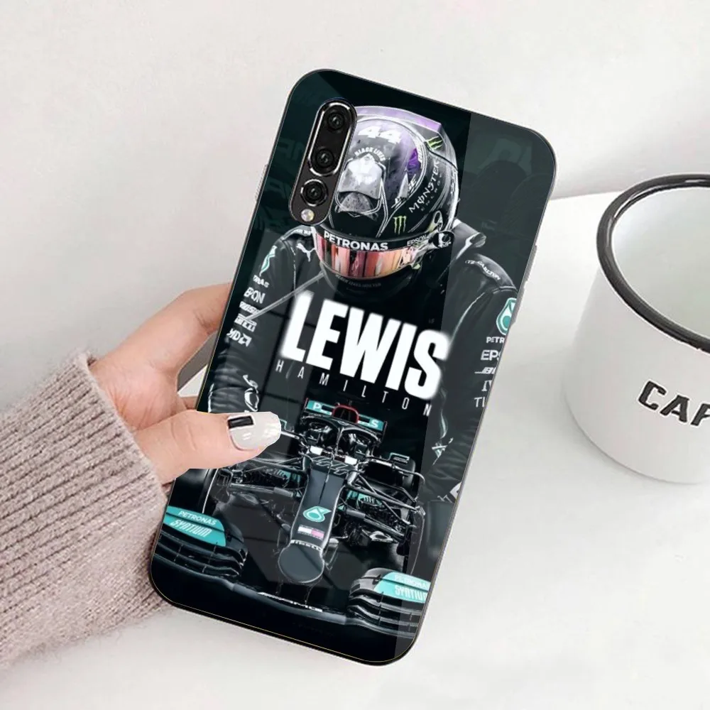 F1 Lewis Hamilton Mobile Phone Case for Huawei P50 P40 P30 P20 Pro Mate 40 30 20 Pro Nova 9 8 7 PC Glass Phone Cover Funda