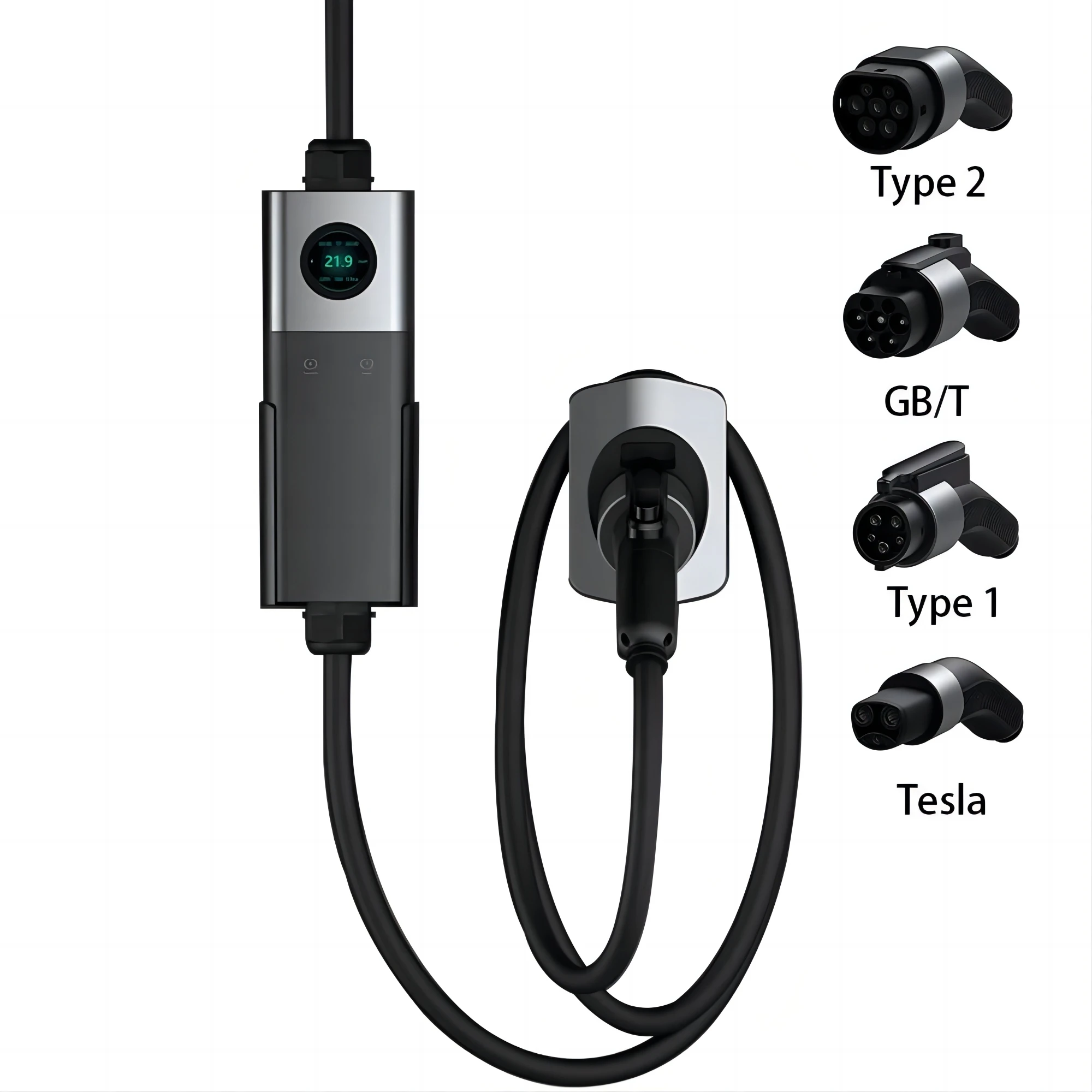 Portable EV Charger Type 2 EV Fast Vehicle Charging Stations Adapter 10-32A 7kw 22kw electric Car Charger with APP Control