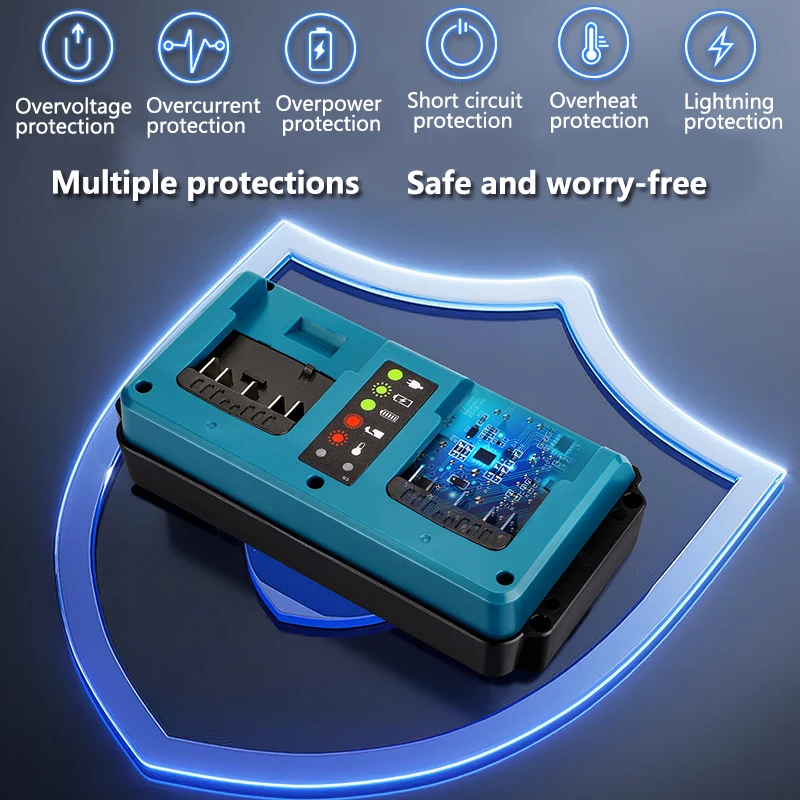 

HOT Portable Dual Ports Charger For Bosch 18V-20V Lithium Battery BAT609 BAT609G BAT618 Rechargeable 90W Fast Charger EU/USPlug