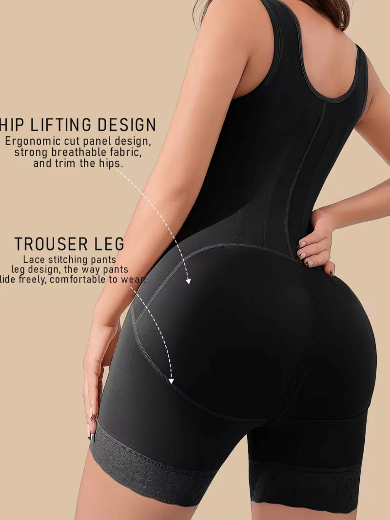 Women's Tummy Control Shapewear Bodysuit Butt Lifting Girdle Full Coverage Slimming Body Shaper for Smooth Look