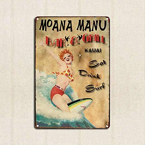 Moana Manu Metal Tin Signs Wall Art Plaque Garden House Signs 8