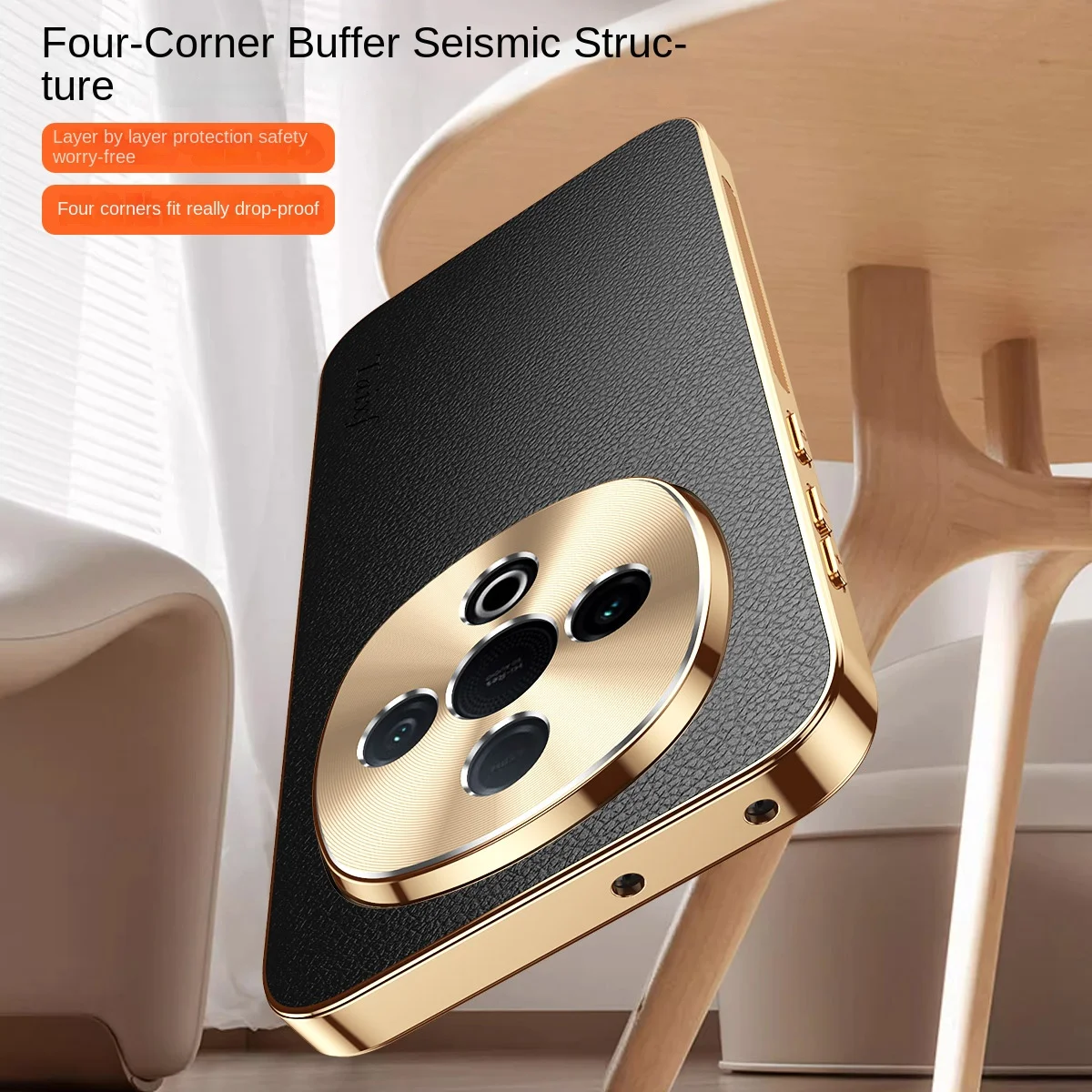 Funda de teléfono de cuero vegano de lujo para Vivo Y300 Pro, funda protectora de lente con borde suave galvanizado, funda trasera a prueba de golpes