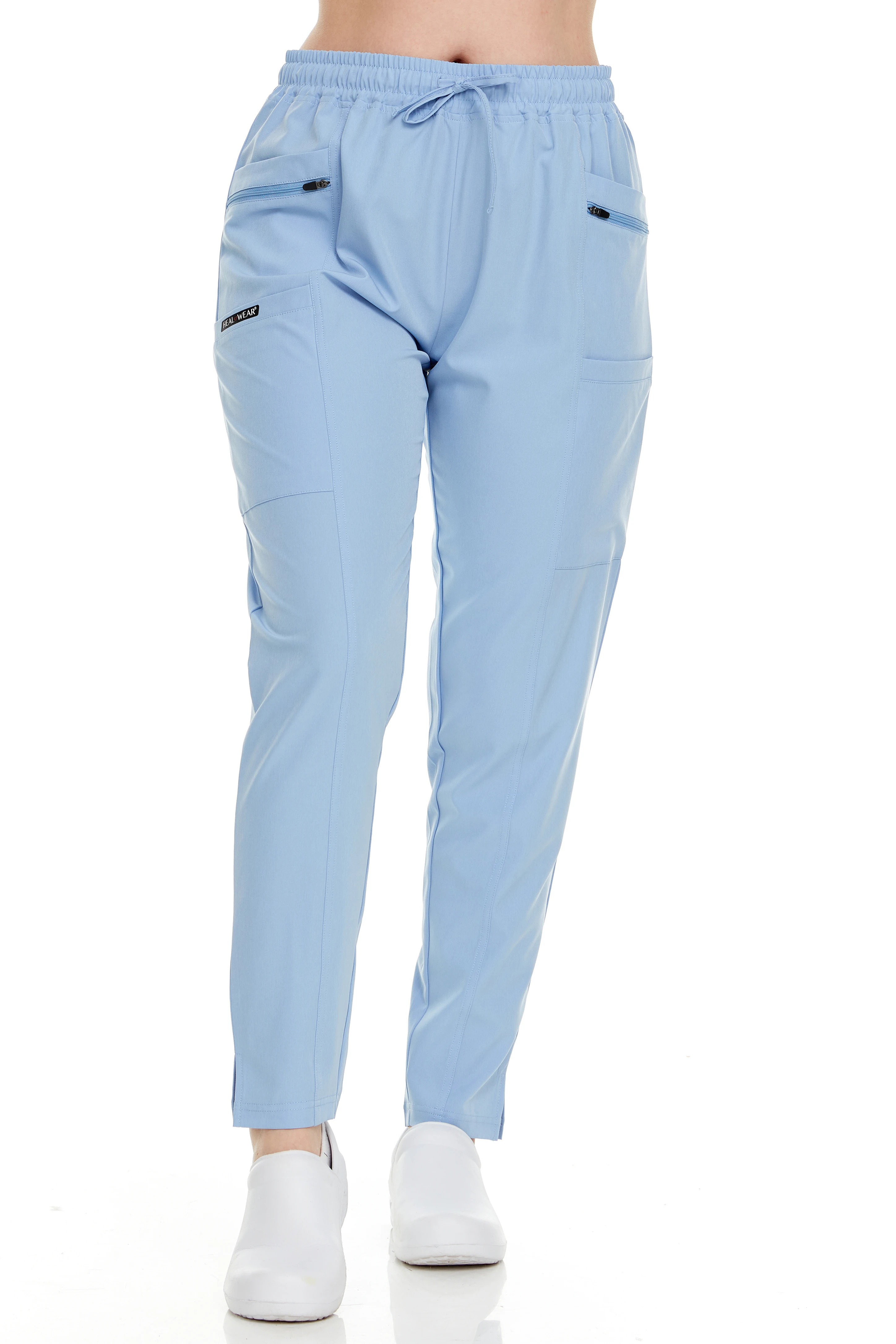 Heal + Wear Ladies Tapered Scrub Pant With Double Front Pockets And Two Front Zipper Pockets / Two Cargo Side Pockets And Two Ba