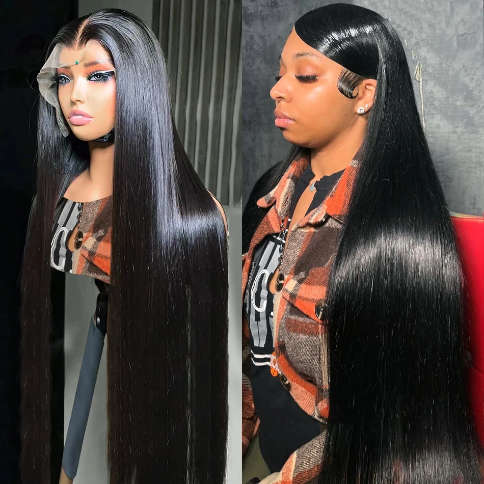 

38-дюймовый 250 Плотность Bone Straight 13x6 HD Прозрачный парик фронтальной части шнурка Бразильские 100% человеческие волосы 5x5 Парики фронта шнурка для женщин
