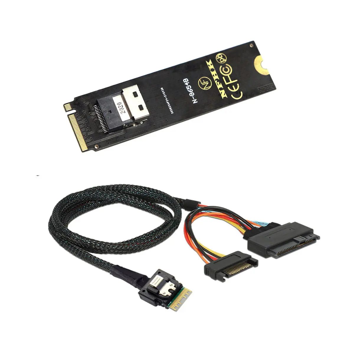 50 سنتيمتر NGFF M-Key NVMe إلى SFF-8654 Slimline SAS بطاقة محول U.2 U2 SFF-8639 NVMe PCIe SSD كابل للوحة الرئيسية SSD