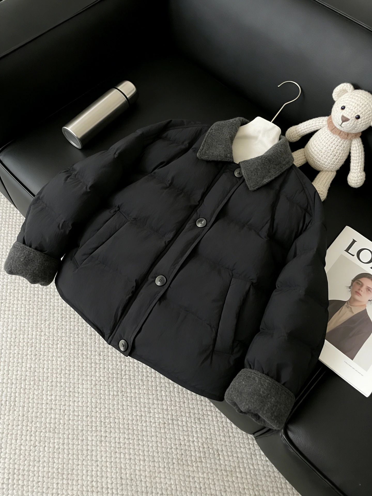 

Korean Sle ort Cotton Jaet Women's Autumn Winter Thi Warm Flap Collar Splicing Outerwear Faionable Versatile Coat