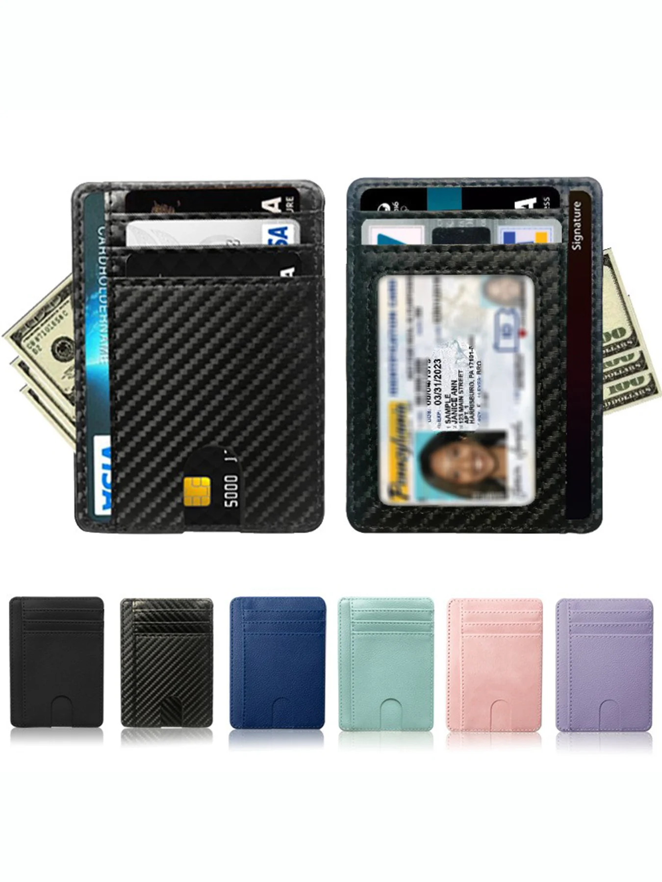 Schlanke Minimalistische RFID-blockierende Vordertaschen-Geldbörsen für Männer und Frauen – Detail 1