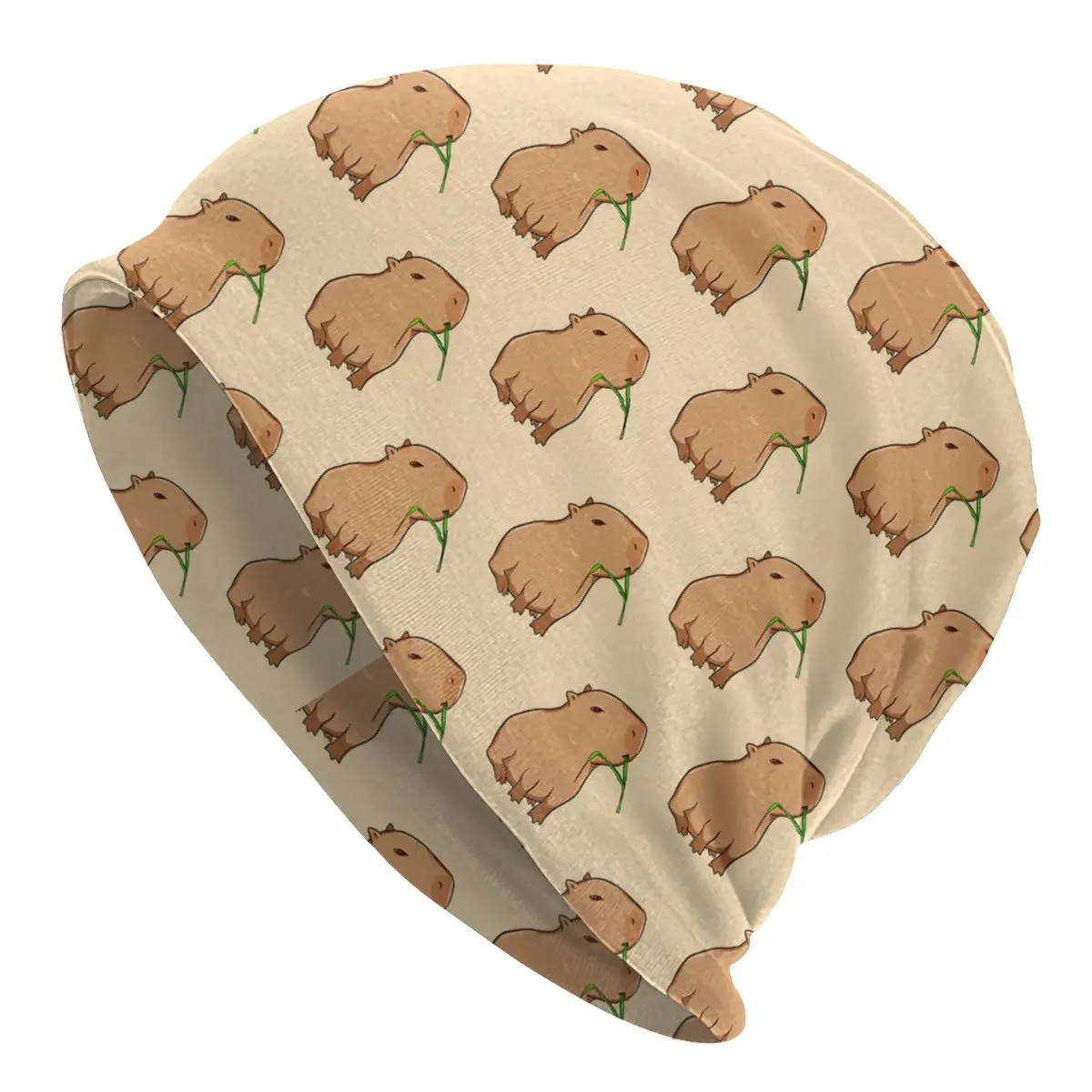 With A Leaf Capybara Capybara Cute Animal Washed Thin Bonnet Cycling Street Skullies Beanies Men Women Hats