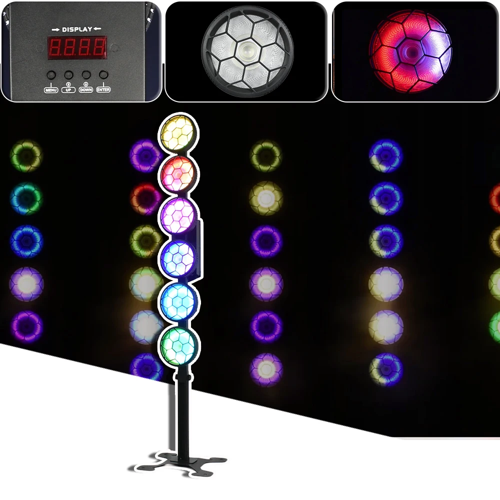 

Yuer LED 6X50W COB Ретро Свет RGB Бег Стробоскоп Эффект стирки Сценический свет DMX512 DJ Дискотека Ночной клуб Свадебный бар Сценический эффект