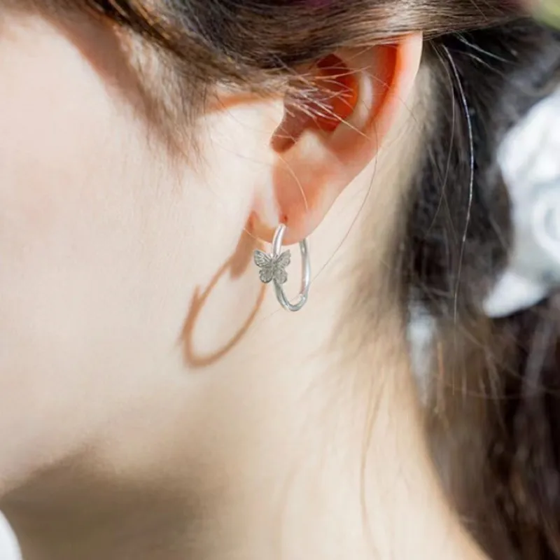 2024 Korean Wave New Bangtan Boys DALMAJUNG Mid-Autumn Festival Butterfly Pearl Hoop Earrings Trend Fashion Women Accessories