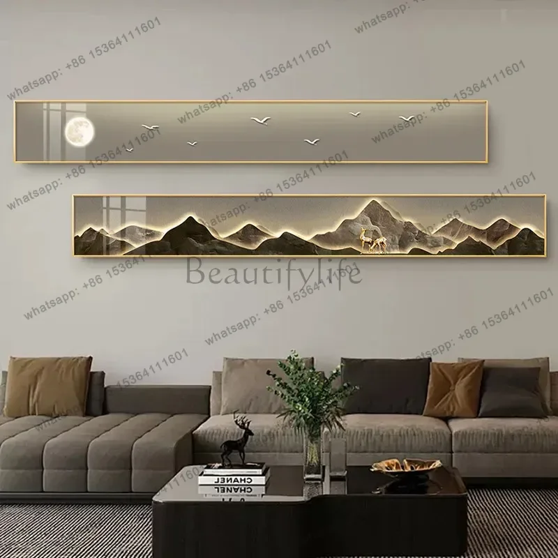 YJ Luxury LED Lighting Decorative Painting Double Panel Decorative Painting Calligraphy Poster Room Decoration Wall Art Home Dec