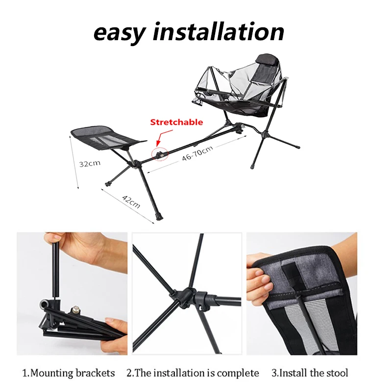 Footrest Camping Portable Outdoor Telescopic Folding Chair Footstool Collapsible BBQ Beach Fishing Travel Recliner Foot Rest