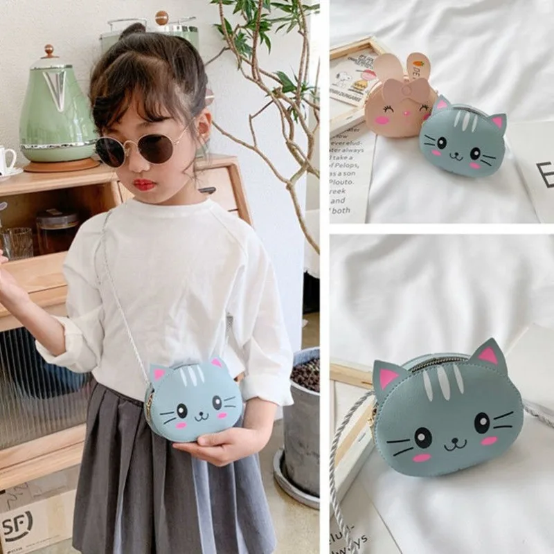 

Мини-сумка через плечо для детей, милый мультяшный кот, сумки на плечо для маленьких девочек, маленький кошелек для монет, сумки, кошелек