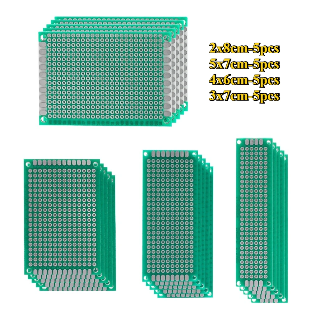 20 ピース/ロット 2 × 8 センチメートル 3 × 7 4 × 6 5 × 7 片面プロトタイププロトタイプ PCB Diy ユニバーサルプリント回路 PCB ボードプロトタイプ PCB キットセット