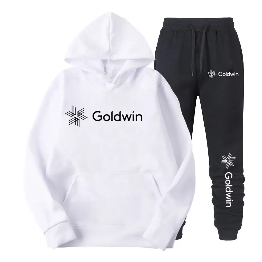 Golden New Men\'s Hoodie Sweatwear Running Wear Winter Fashion Sweater+2 Piece Sweatpants Set