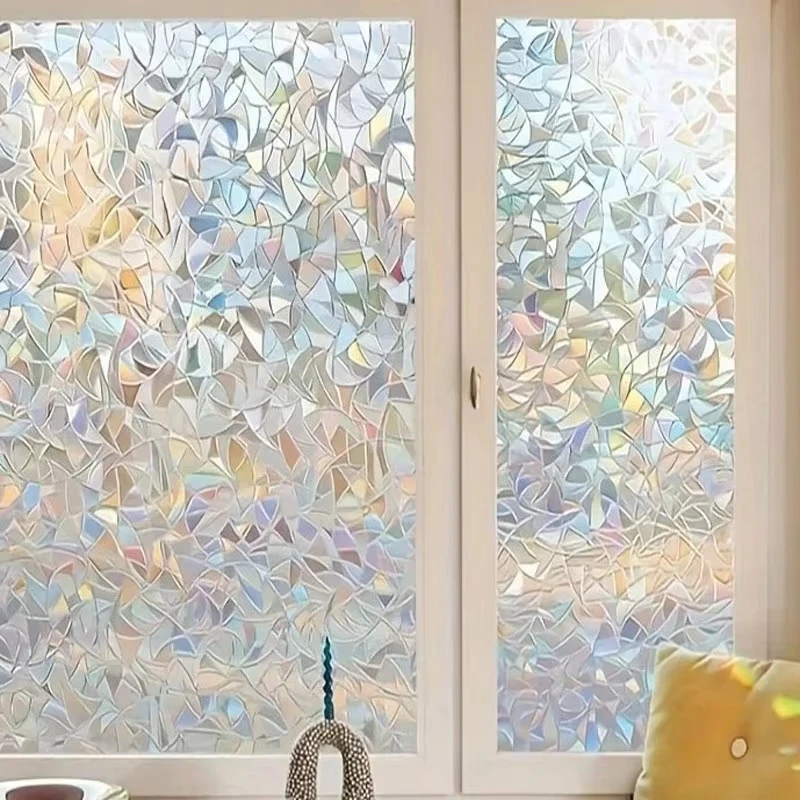 1pc Colorful Crescent Geometric Pattern Electrostatic Glass Window Film Privacy Film For Office Bedroom Bathroom Home Decor