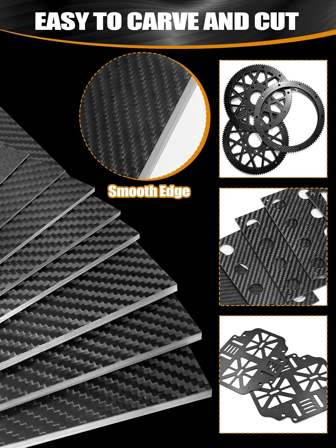 200X500X1.0MM 3.0MM 5.0MM 100% 3K Carbon Fiber Laminate Plate Matt Surface Twill Weave Panel Sheet