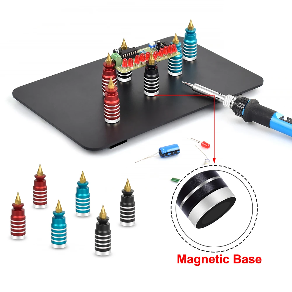 NEWACALOX 4 PCB Circuit Board Holder with Strong Magnetic Base for Soldering Repair, Modeling, DIY, Jewelry and Hobbies