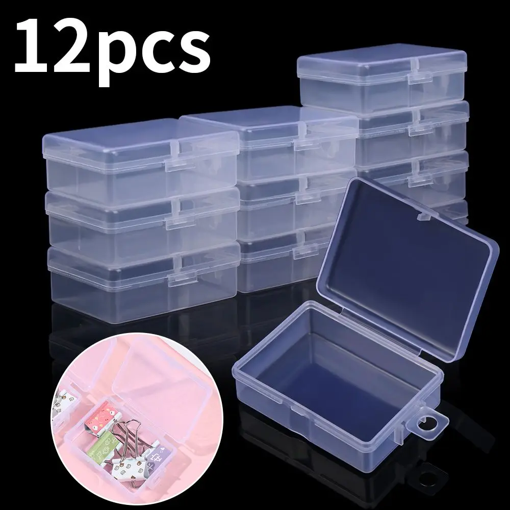 10Pcs Rectangle Storage Cases Transparent Plastic Jewelry Packaging Box for Earrings Rings Beads Collecting Small Items Boxes