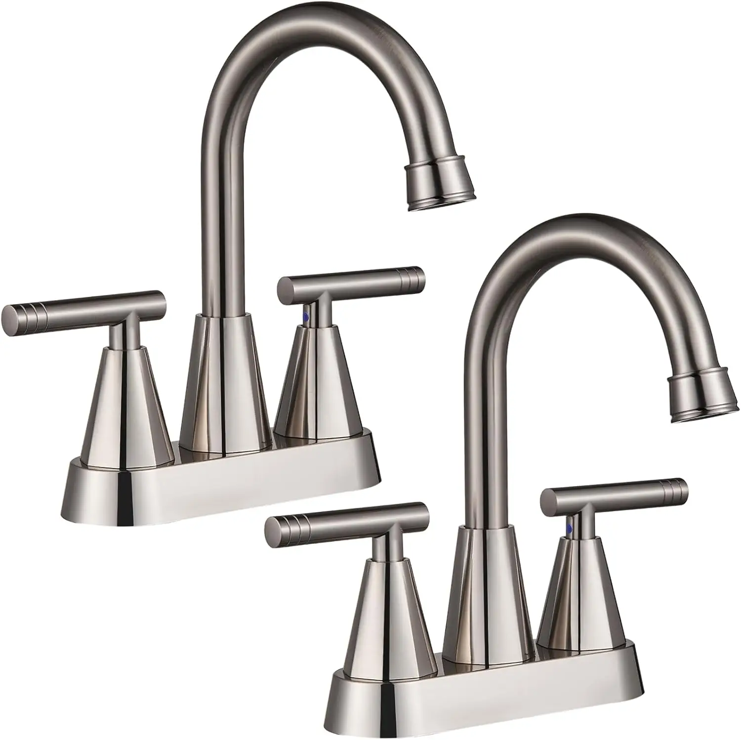 

3-Hole Centerset Bathroom Faucet with Pop-Up Drain & Supply Hoses, Brushed Nickel, 2 Pack