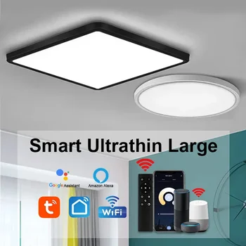 Akıllı LED Tavan Işıkları Ultra Ince 0.9 inç Kare Wifi App Uzaktan Kumanda Kapalı Kısılabilir Lamba Yatak Odası Oturma Odası Mutfak Için