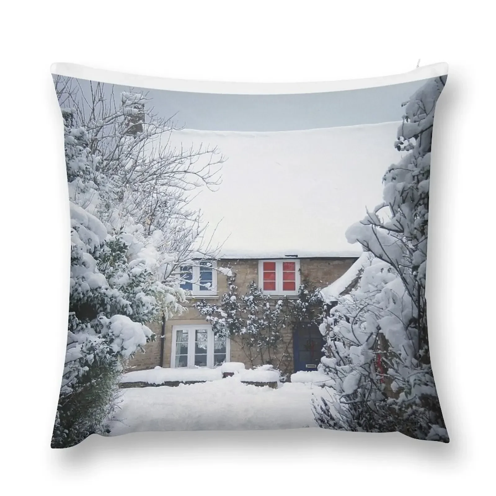 cottage in winter Throw Pillow autumn decoration pillow cover christmas Decorative Cushions For Living Room Pillow Decor