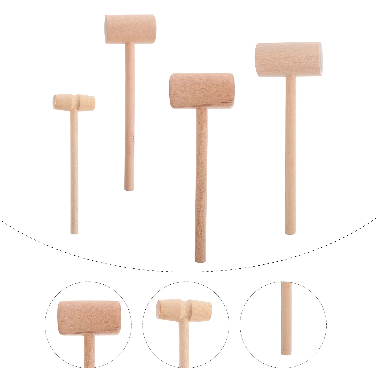 4 Pcs Wooden Hammer Seafood Mallet Lobster Cracking Mallets Cake Hammers Cakes Making