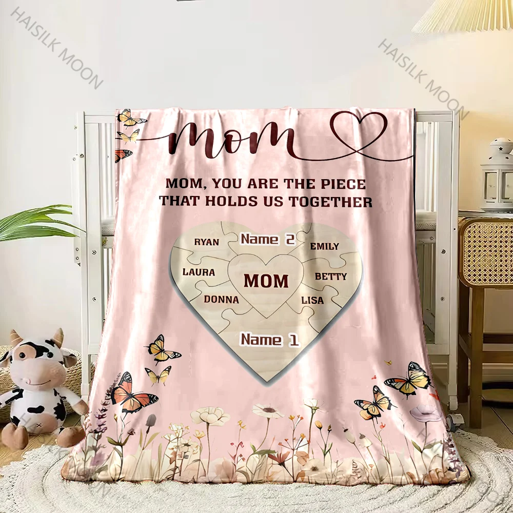 

Four Seasons Universal Mom Blanket Can Custom with Desired Name Bedroom Living Room Office Car Travel Blanket, Portable and Warm