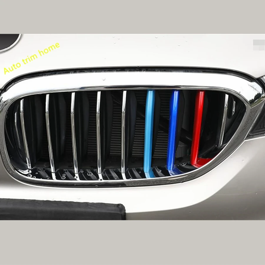 Tricolor Front Grille Racing Front Grill Stripes Cover Trim Fit For BMW 5 Series G30 530i 540i 2017 - 2023 Accessories