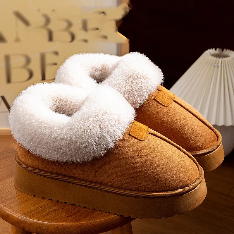 Casual Flauschige Warme Schnee Stiefel für Frauen Plattform Nicht Rutsch Verschleiß Beständig Pelz Stiefel Frau Verdicken Plüsch Gemütliche Baumwolle Schuhe Dame – Detail 7