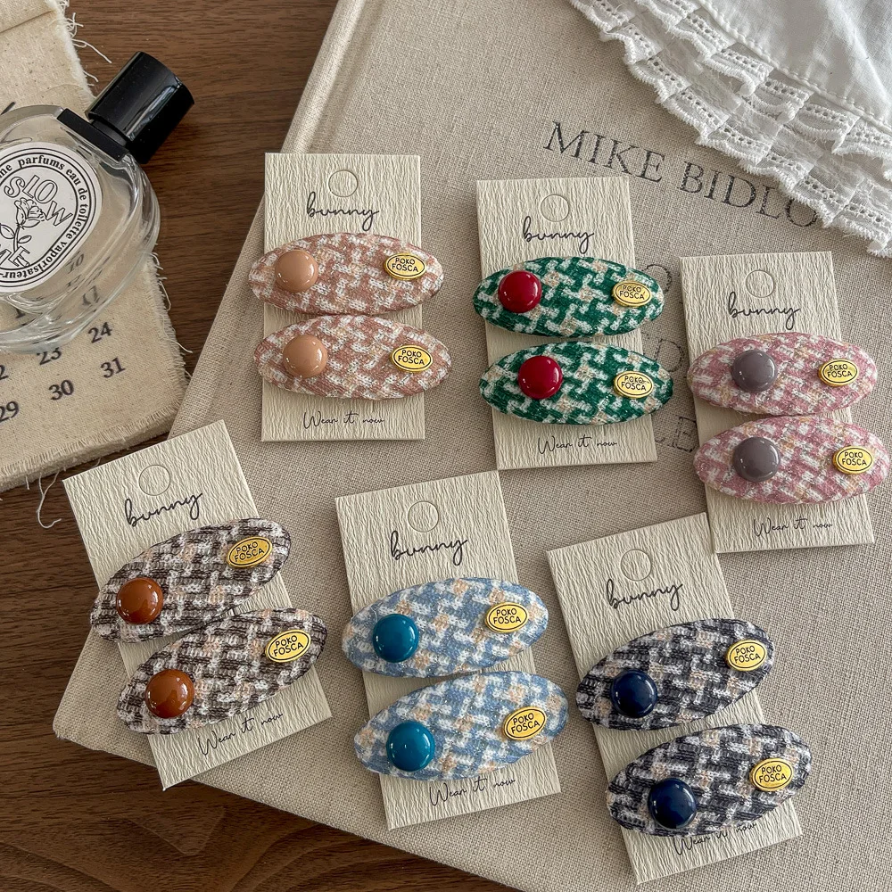 

2pcs Gold Label Oval BB Clip Children's Hair Clip Hairpin Sweet Bangs Side Clip Barrettes Hairpin Headwear Girl Hair Accessories