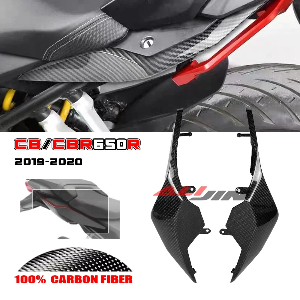 

100% Real Dry Carbon Fiber Fairing Fit Honda CB650R CBR650R CBR 650R 2019-2020 Motorcycle Side Rear Tail Panel Plate Covers