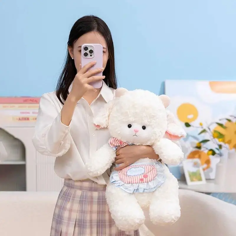 Appease Little Sheep Plush ของเล่น COZY Fluffy การ์ตูนลูกไม้ Bow Tie & Naval Uniform ตุ๊กตาแกะ Gentle เด็ก Companion ของขวัญวันเกิด