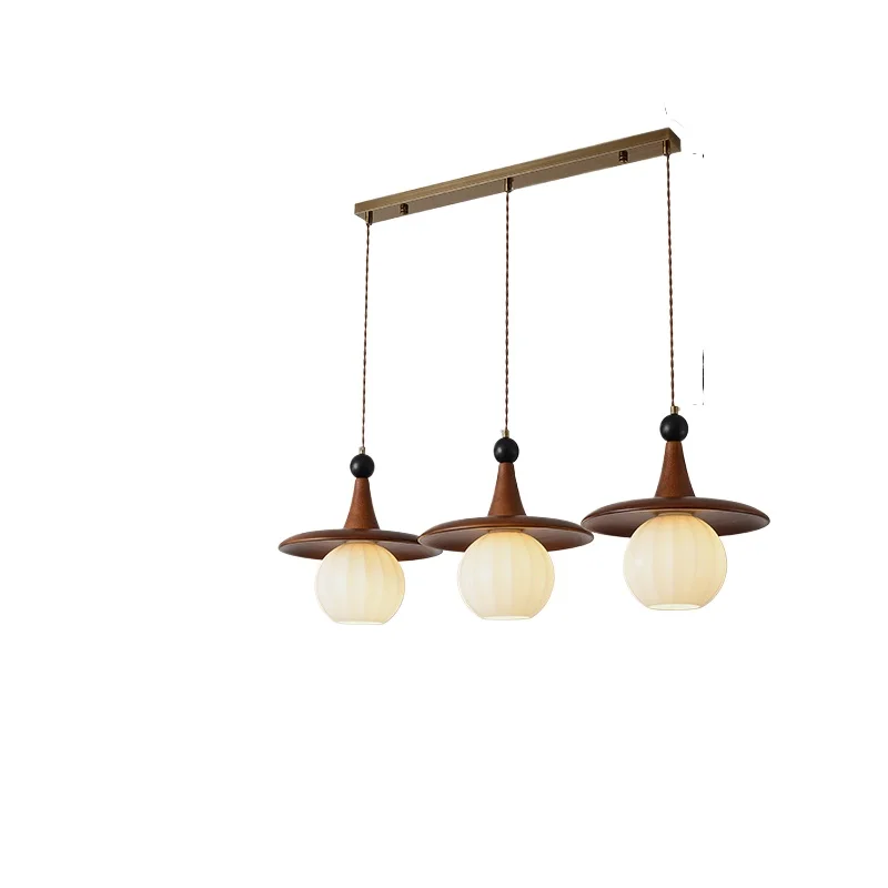 

French medieval restaurant chandelier solid wood bedroom bedside small chandelier aisle entrance lamp