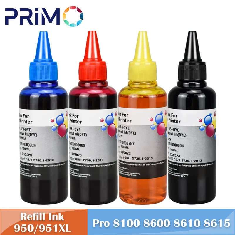 

950XL 951XL 100ML Refill Dye Ink With Injector for HP950 for HP Officejet Pro 8100 8600 8610 8615 8620 8630 8640 8625 8660 8680