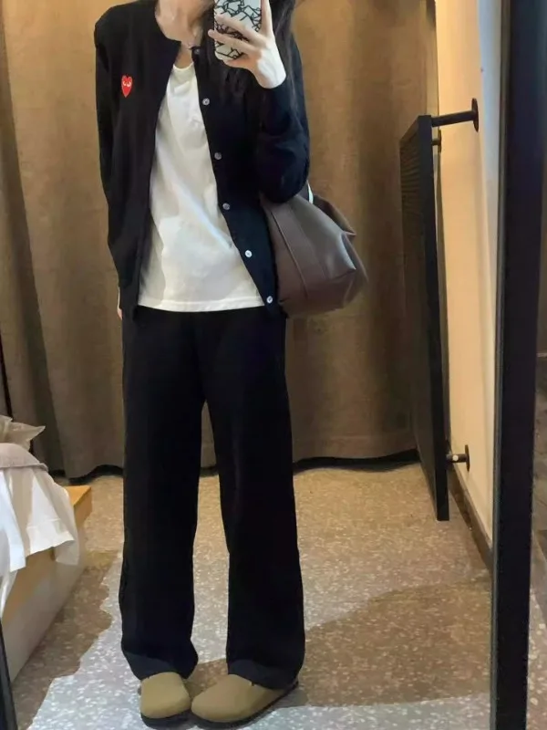 2026 Spring New Black Sweater Cardigan Women's Casual Outerwear Lazy Style Knitted Top Small Shirt Coat Korean Loose Fit
